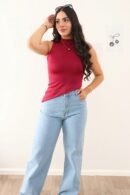 Blusa Santorini con cuello tipo tortuga y corte inferior asimétrico – Tallas S y M