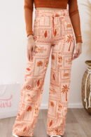 Pantalón Coral estampado en lino, silueta ajustada con bolsillos traseros. Tallas S y M.