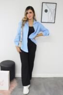 Blusón oversize manga larga en popelina, talla única