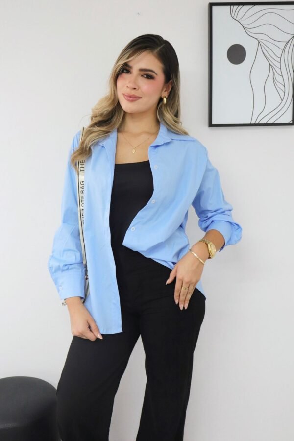Blusón oversize manga larga en popelina, talla única