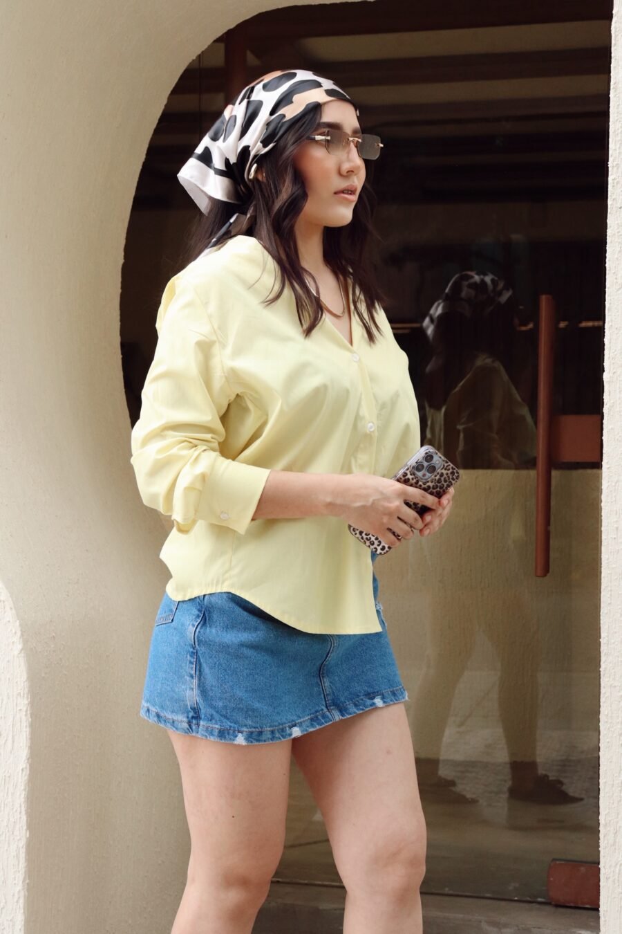 Blusón oversize manga larga en popelina, talla única
