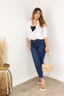 Blusón oversize manga larga en popelina, talla única