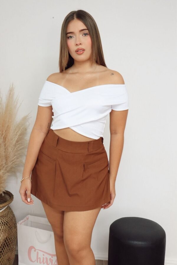 Blusa Alma en acetato doble tela con fajones cruzados frontales y espalda completa – Talla única.