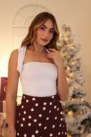 Blusa multiforma en acetato, tipo strapless con fajón versátil – Se puede usar de más de 4 formas – Tallas S y M